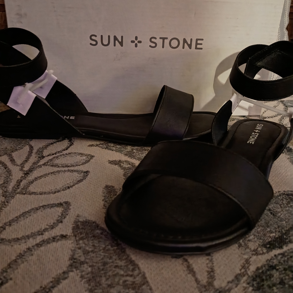 Sun + Stone Black Women's Sandals